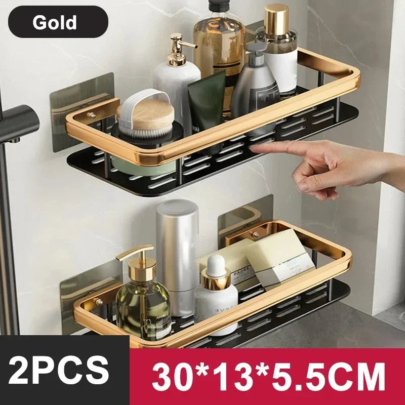 No-Drill Bathroom Storage Shelf