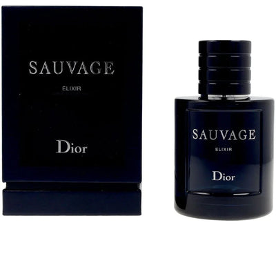 Dior Sauvage Elixir perfume bottle and packaging on a white background