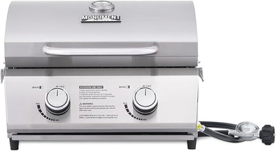 Monument Portable Tabletop Propane Gas Grill Stainless Steel Outdoor Camping Cooker