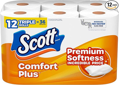 ComfortPlus Toilet Paper Triple Rolls Septic Safe 1-Ply Bathroom Tissue