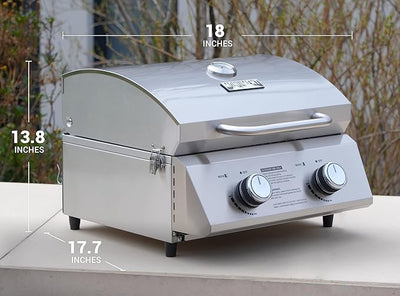 Monument Tabletop Propane Gas Grill Portable Stainless Steel Camping Outdoor Cooker