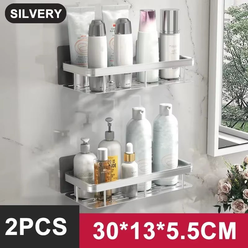No-Drill Bathroom Storage Shelf